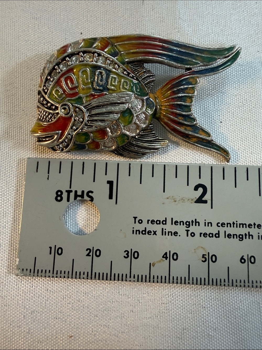 Colorful Enamel Angelfish Brooch Pin - Multicolor 2” x 1.5” - Picture 7 of 9